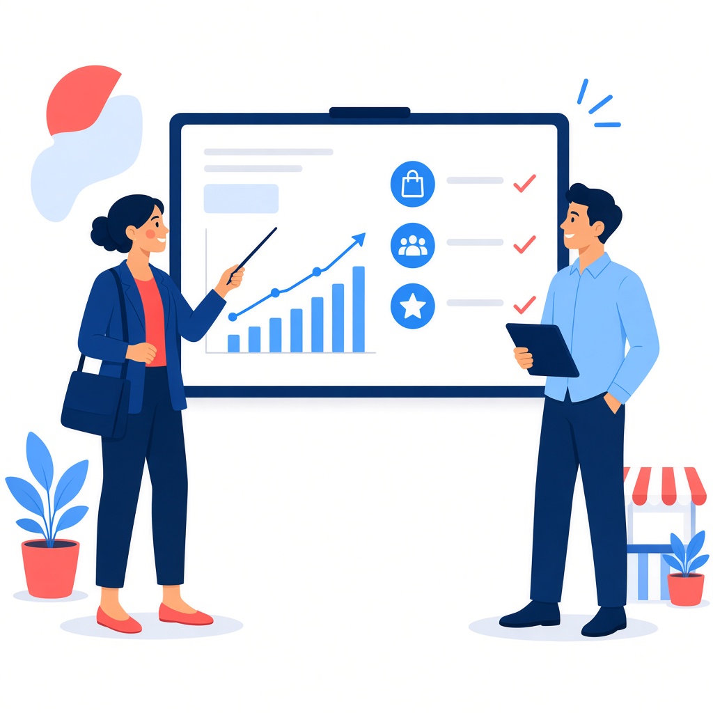 Cliente y consultor revisando resultados